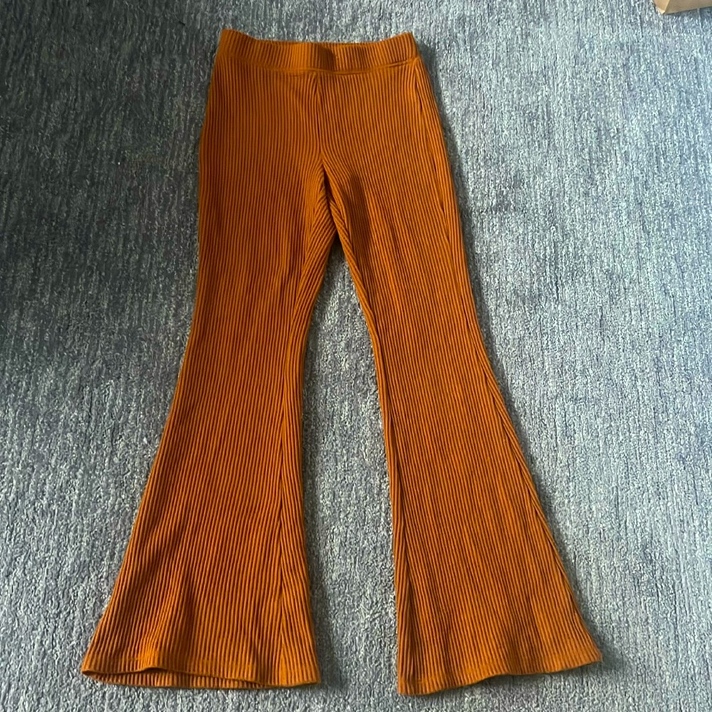 Aerie orange waffle flair pants never worn